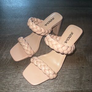 Pink braided leather heels - Size 7 - Brand New!